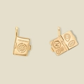 Golden passport locket travel pendant with detailed globe and airplane engravings - Travel Passport Pendant