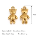 Polished 18K gold plated stainless steel teddy bear charm pendant for DIY jewelry - Teddy Bear