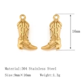 Detailansicht der 18K vergoldeten Edelstahl Cowboy-Stiefel Anhänger für DIY Schmuckdesign - Stiefel