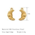Detail of 18K gold-plated 304 stainless steel croissant shaped charms, 4mm x 12mm size - Croissant
