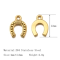 18K gold plated horseshoe-shaped stainless steel pendant 12mm charms for DIY jewelry - Horseshoe
