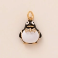 Süßer Emaille-Pinguin Anhänger mit goldener Schleife und Strass für DIY-Schmuck - Pinguin