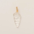 Macro view of a spiral conch pendant with frosted resin and a gold-plated gemstone bail - Conch Pendant