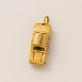 Detail of a vintage car charm in 18K gold-plated stainless steel with matte finish - Car Pendant