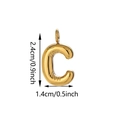 Polished gold bubble letter C bag charm with swivel clasp, measuring 2.4cm in height - Letter C Pendant