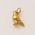 Close-up of a 18K gold-plated bird pigeon charm with detailed metallic texture - Dove Pendant