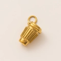 Macro shot of 18K gold-plated stainless steel coffee cup pendant with vertical stripes - Cup Drink Pendant