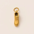 Detail view of 18K gold plated shoe charm with realistic lace textures and a jump ring - Shoe Pendant