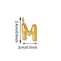 Gold bubble letter M bag charm with heart detail and size dimensions measurement - Letter M Pendant