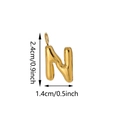 Polished gold bubble letter N keychain charm with 2.4cm height and glossy metallic finish - Letter N Pendant