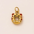 Macro detail of tiger head donut pendant with 18K gold plating and enamel inlay - Tiger Donut Pendant