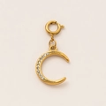 18K vergulde halve maan hanger met zirkonia en een ronde veerring sluiting voor DIY - Sterrennacht Maan Hanger