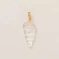 Detail of conch shaped pendant with frosted texture and gold clasp set with small zircons - Conch Pendant