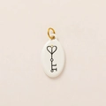 Oval white enamel heart key pendant with 18K gold plated ring for DIY jewelry - No.1 Oval Key