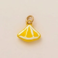 Lemon slice pendant charm in 18K gold plated copper with yellow enamel finish - Lemon Charm