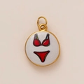18K gold-plated round pendant with white enamel and red bikini pattern design - Red Clothing Round Pendant