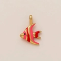 Pendente a forma di pesce placcato oro 18K con smalto rosso e rosa per gioielli fai da te - Ciondolo a forma di piccolo pesce