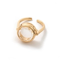Anillo de relicario vintage bañado en oro de 18k con un gran cristal redondo - Anillo Redondo con Escamas
