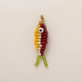 Macro view of a colorful handmade beaded fish charm with a gold lobster clasp - Pendant Only (Style 5)