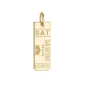 18K gold-plated San Antonio SAT airport pendant with Alamo architectural relief - San Antonio SAT (Card 15) / 9x25mm