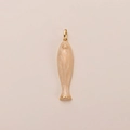 Detail macro view of a minimalist fish pendant with pearl finish and gold plating - White Small Fish (9x35mm)