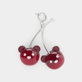 Detail of a cherry bear pendant with dark red enamel finish and sparkling crystal accents - Bear Cherry Style / Cherry