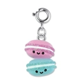 Pink and blue macaron bag pendant with cute smile faces and silver ring clip - Macaron Shape