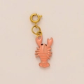 Pink lobster charm pendant in gold finish with enamel detail for DIY jewelry - Pink Lobster