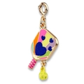 Colorful pickleball paddle pendant with heart patterns and yellow ball charm for jewelry - Heart Tag