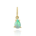 Ciondolo opale blu-verde a goccia con placcatura in oro 18K e castone a tre griffe - Ciondolo Pietra Natale Ottobre