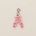 Pink ballet shoes charm with bow and rhinestones for fashion jewelry and accessories - Pink Ballet Shoes
