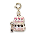 Fashionable golden backpack pendant with colorful star patterns and spring clasp - Backpack Design