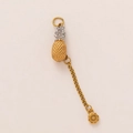 Pineapple charm pendant in gold and silver finish with textured surface and chain - Gold Pineapple Style