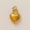 Polished 3D heart-shaped gold-plated metal pendant with double loop for DIY jewelry - Gold Heart Pendant