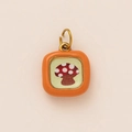 Pendentif champignon carré orange plaqué or 18K pour la création de bijoux DIY - Pendentif Carré Champignon 4