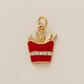 Creatieve vergulde frietjes hanger met rood emaille en fonkelende kristallen stenen - Patat Friet Hanger