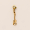 Close-up of golden electric guitar pendant with silver accents and lobster clasp - Guitar Pendant Only (Without Chain) / Gold