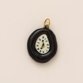 Pendentif horloge fondue artistique en or 18 carats et émail noir pour bijoux DIY - Pendentif Réveil Sombre 12