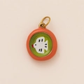 Pendentif émaillé doré 18 carats avec motif d'oiseau rouge sur fond vert pour bijoux DIY - Pendentif Poisson Blanc Taches Noires Bord Café 17