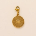 Detail of 18K gold plated record pendant with Side A and Vinyl engraving - Gold Compass Pendant