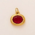 18K gold plated stainless steel pendant with oval red birthstone and faceted cut charm - Oval Birthstone Pendant / July