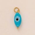 Pendentif œil porte-bonheur en résine bleue et plaqué or pour création de bijoux DIY - Style Mauvais Œil (9)