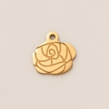 Detailed macro view of 18K gold-plated rose flower pendant with polished petal texture - Flower Pendant