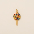 Detailed macro view of a colorful enamel lollipop pendant with 18K gold plating finish - Enamel Lollipop Style Pendant (Daquan Tangguo) / Multicolor