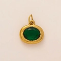 18K gold plated stainless steel oval pendant featuring a faceted green birthstone - Oval Birthstone Pendant / May