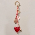 Portachiavi con guantone da baseball e cuore colorato con corda rossa e tocchi d'oro - Ciondolo a cuore