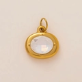 18K gold-plated oval pendant with a faceted clear crystal birthstone for August - Oval Birthstone Pendant / June