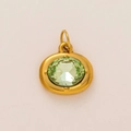 18K gold plated stainless steel oval pendant featuring a faceted light green birthstone - Oval Birthstone Pendant / August