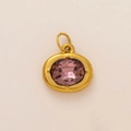 18K gold plated oval birthstone pendant with large faceted lavender purple gemstone - Oval Birthstone Pendant / October
