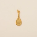 Gepolijste 18K vergulde tennisracket hanger met gedetailleerde snaren en gesloten ring - Tennis